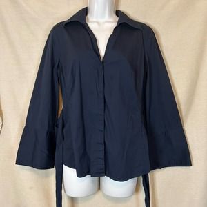 Ann Taylor | Black Button Down Shirt With Tie | Size 6